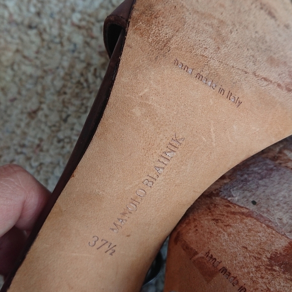 Manolo Blahnik ningia rich Brown Studded Strappy Pump sandals size 37 - Picture 10 of 15